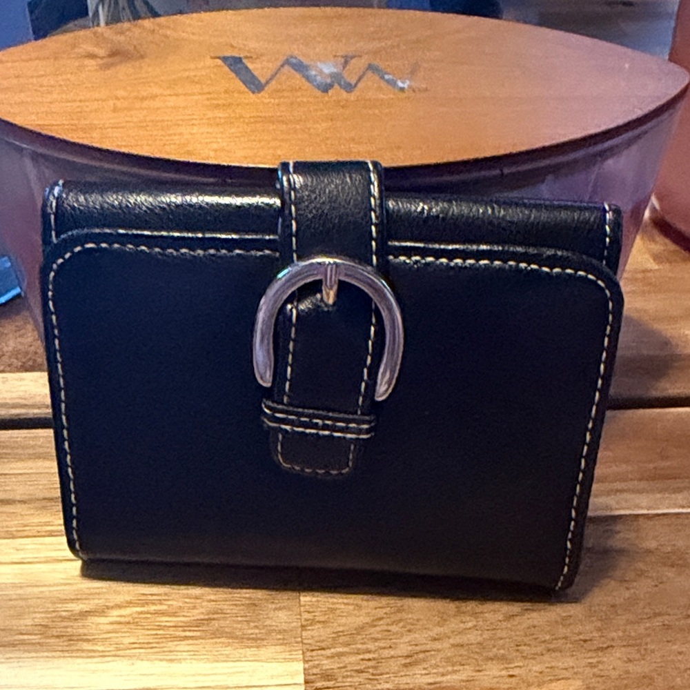 White Stag Black Wallet with Silver Buckle